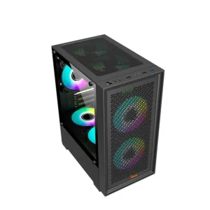 Alternative view of PC POWER DARK FLOW MESH X2 GAMING CASING BK WITH 3 ARGB FAN and 230W PSU