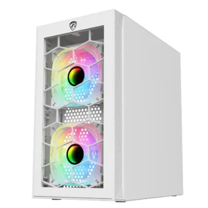 Alternative view of PC Power Spider Web Crystal Mini WH With 230W PSU & 3 FANS Gaming Case
