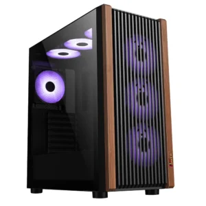 Alternative view of PC POWER WOOD MESH BK Casing With 6 FANS