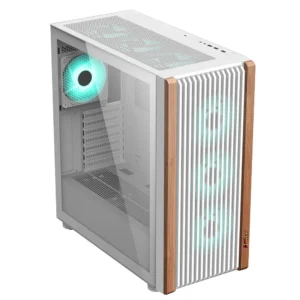 PC POWER WOOD MESH WH Casing With 4 FANS and 550W PSU