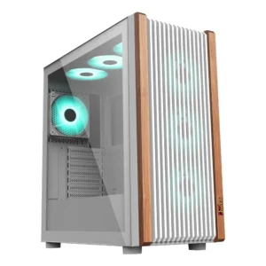 Alternative view of PC POWER WOOD MESH WH Casing With 4 FANS and 550W PSU