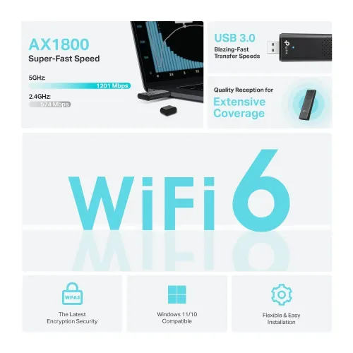 TP-Link Archer TX20U AX1800 Dual Band Wi-Fi 6 USB Adapter - Image 3