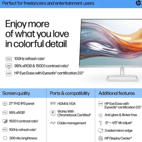 HP Series 5 527sw 27" 100Hz FHD IPS Monitor - Image 5