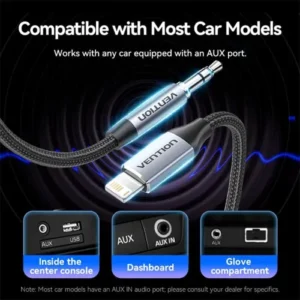 Alternative view of Vention BMCHF 1 Meter Lightning to 3.5mm Audio Converter