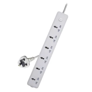 Deli CT705ES 3 Pin 6 Port 3 Meter Power Strip With Surge Protection